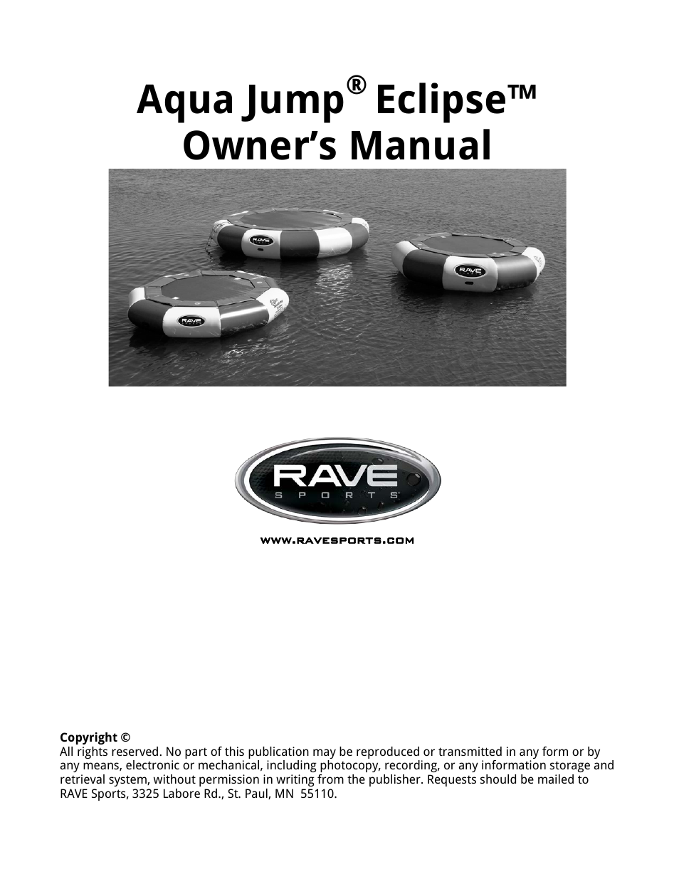 RAVE Sports Aqua Jump Eclipse 200 Water Park User Manual | 20 pages