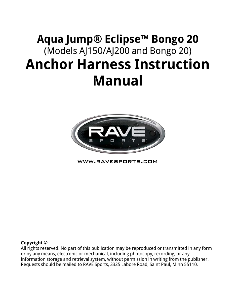 RAVE Sports Bongo 20 Bouncer Water Park User Manual | 8 pages