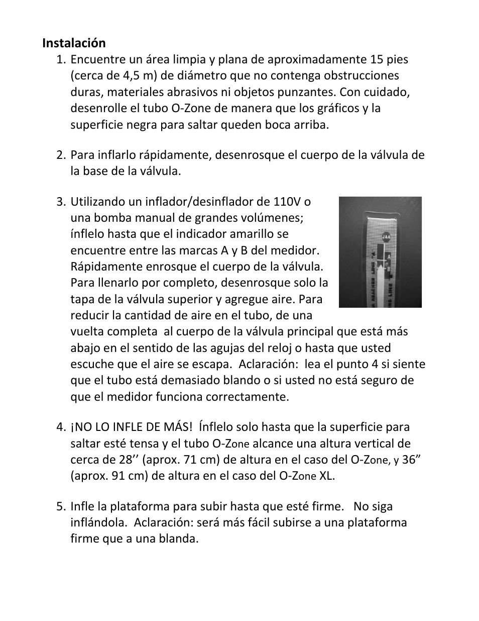 Instalación | RAVE Sports O-Zone Water Bouncer User Manual | Page 23 / 32