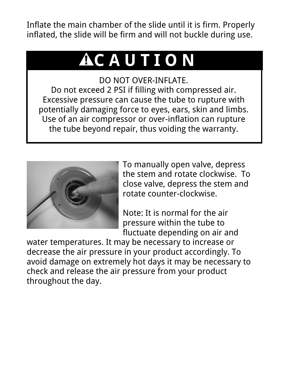 C a u t i o n | RAVE Sports Pontoon Slide User Manual | Page 9 / 16