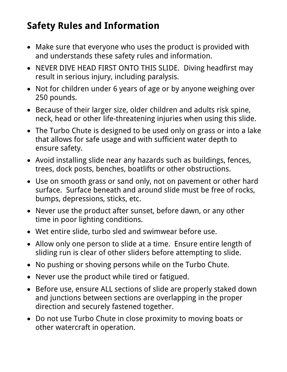 Safety rules and information | RAVE Sports Turbo Sled User Manual | Page 4 / 16