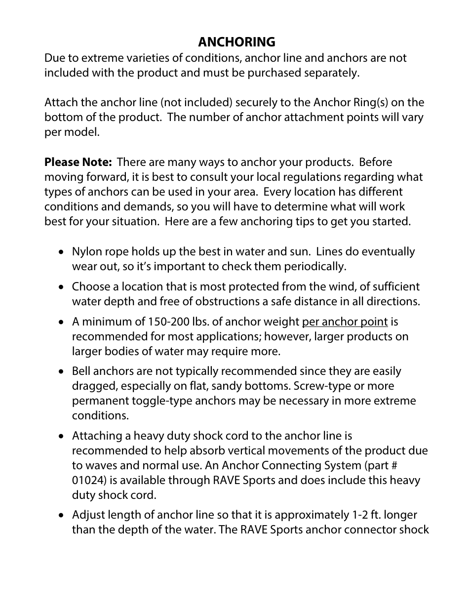 Anchoring | RAVE Sports 7' Iceberg User Manual | Page 8 / 16