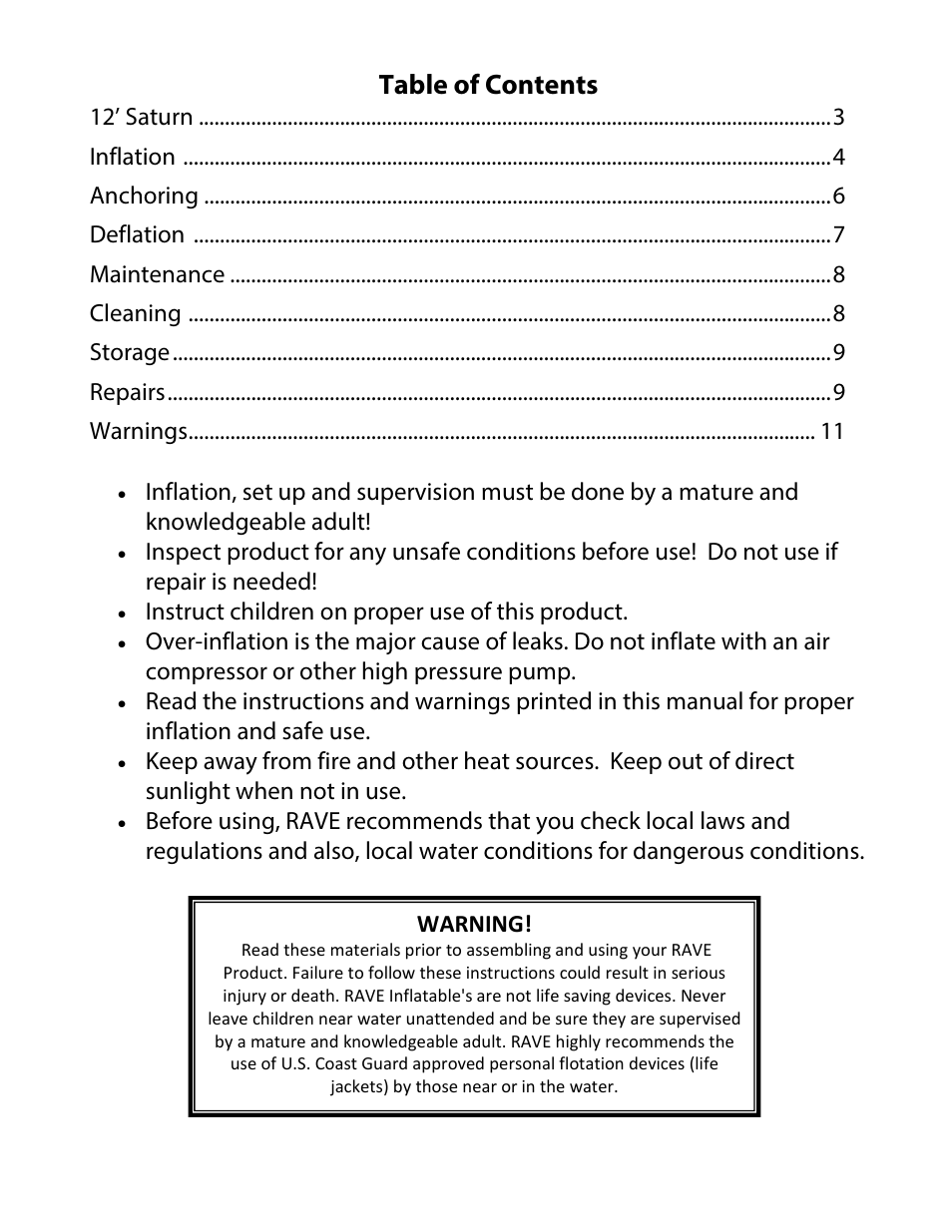 RAVE Sports 12' Saturn User Manual | Page 2 / 16