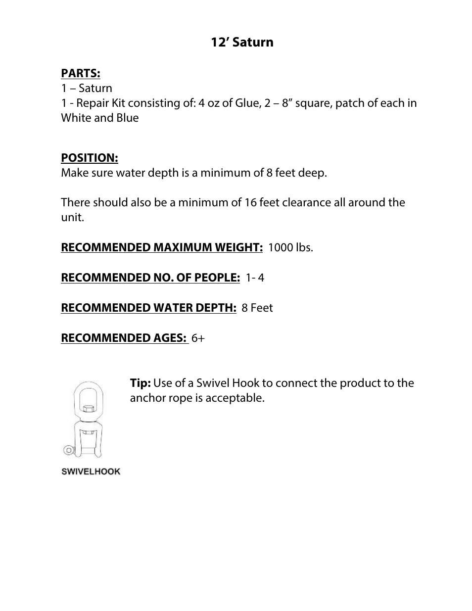 12’ saturn | RAVE Sports 12' Saturn User Manual | Page 4 / 16