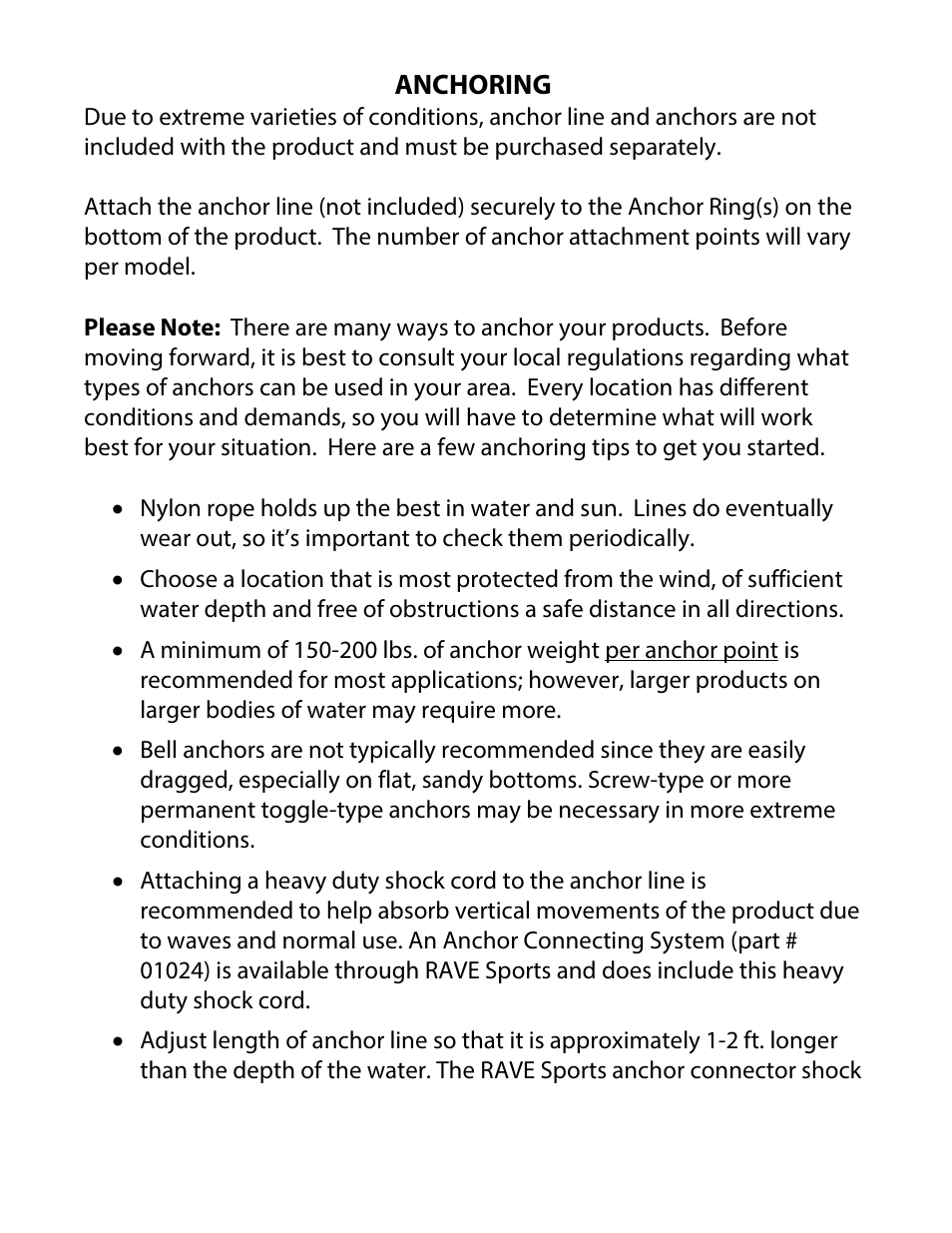 Anchoring | RAVE Sports 12' Saturn User Manual | Page 7 / 16