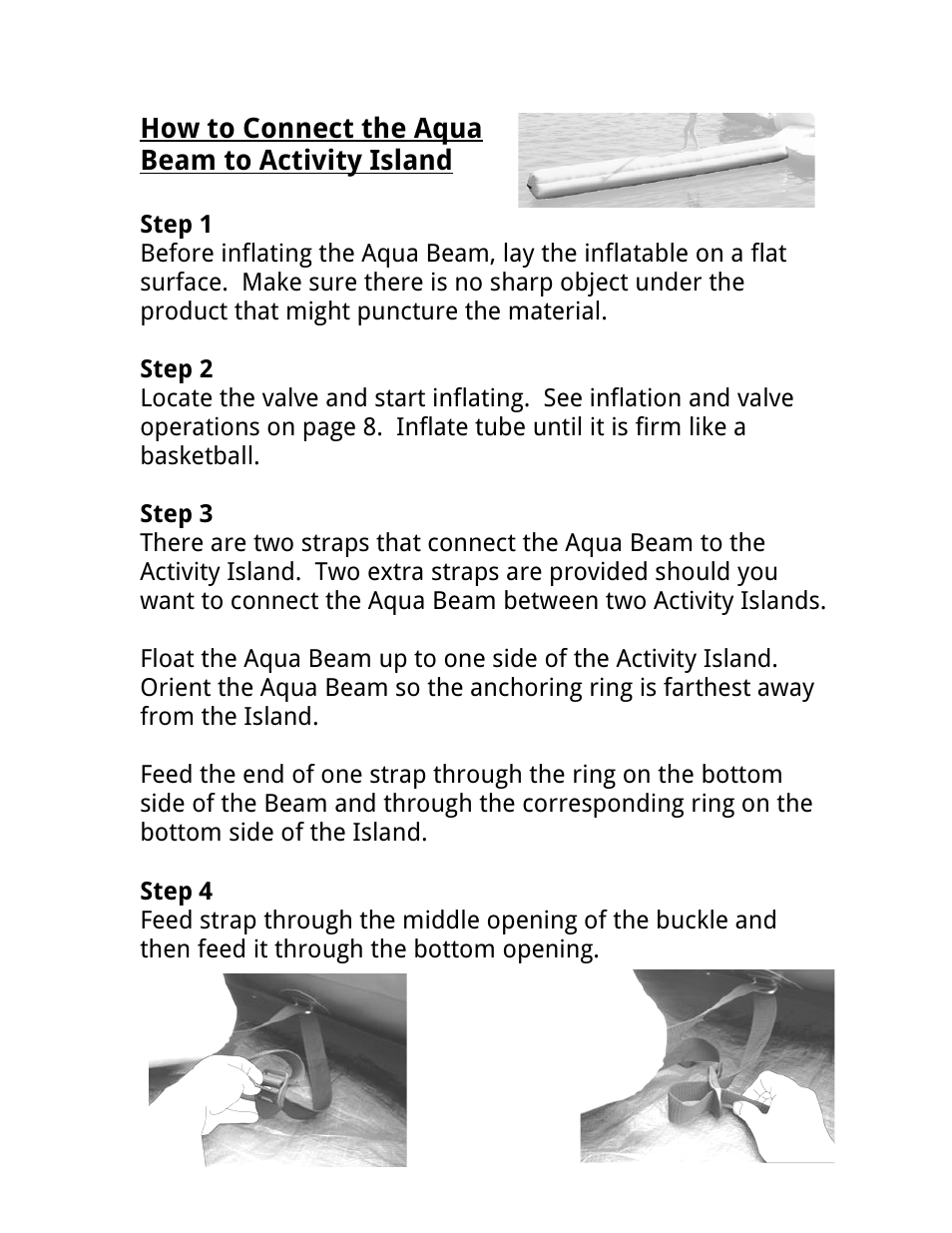How to connect the aqua beam to activity island | RAVE Sports Activity Island w/ EZ Up II Board Platform User Manual | Page 14 / 32