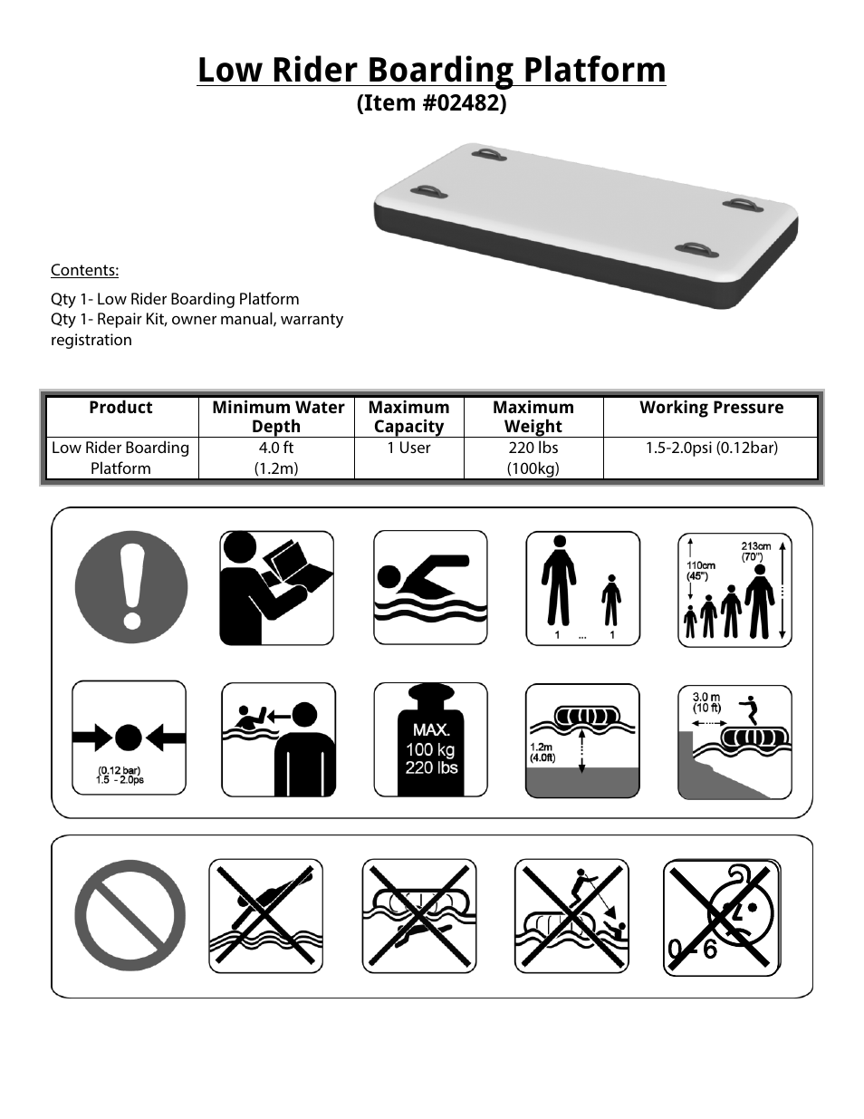 Low rider boarding platform | RAVE Sports Splash Trax Arch Bridge User Manual | Page 11 / 32