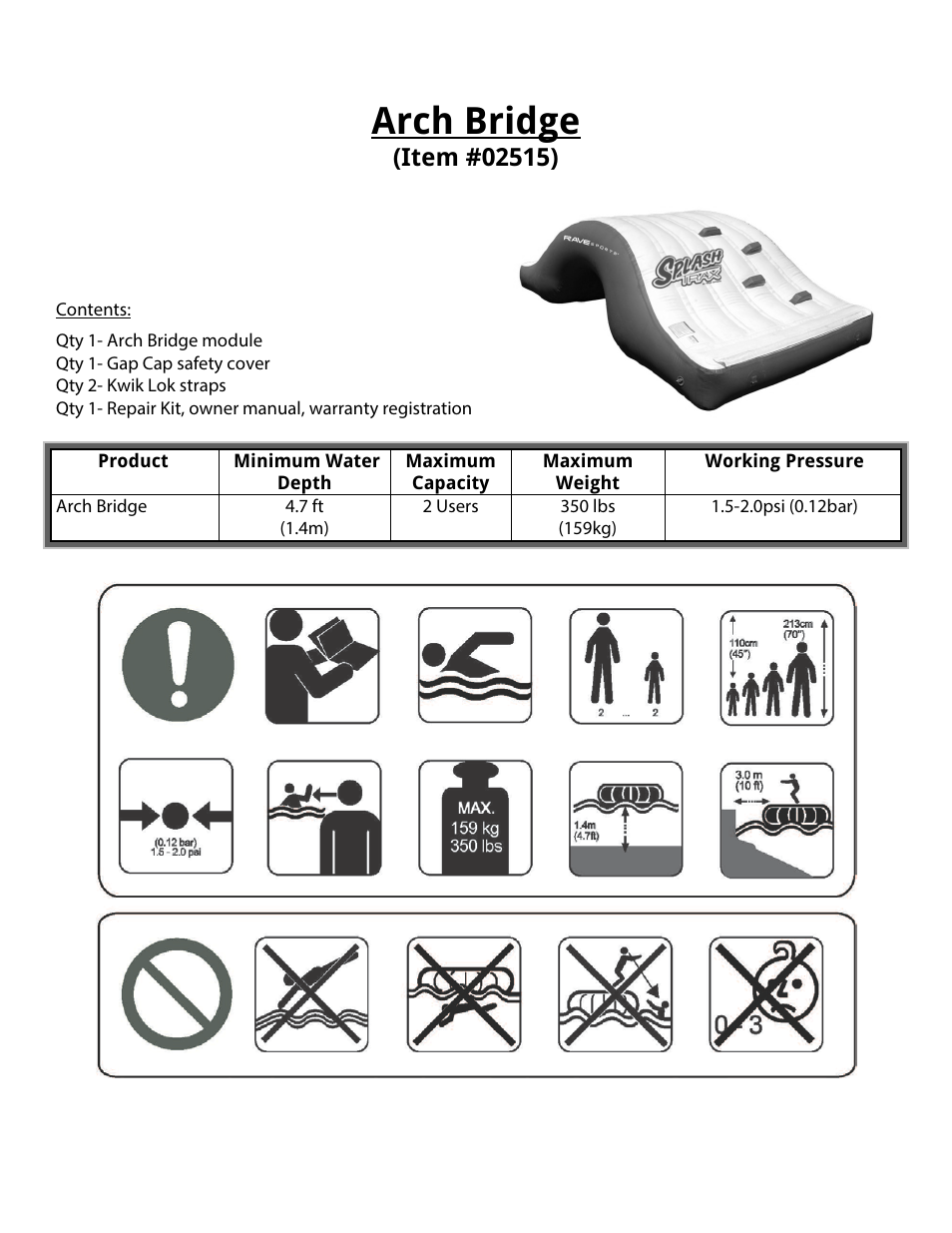 Arch bridge | RAVE Sports Splash Trax Arch Bridge User Manual | Page 15 / 32