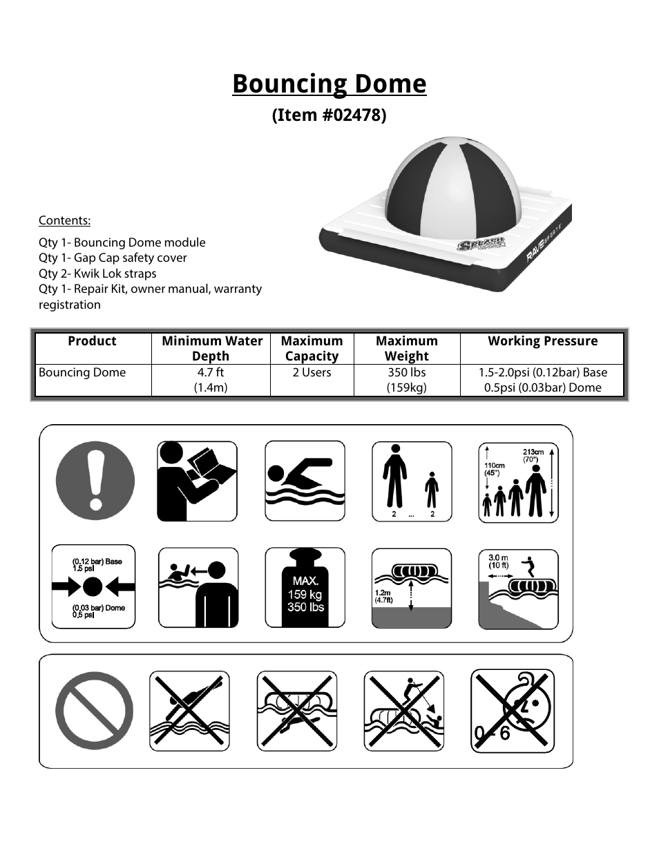 Bouncing dome | RAVE Sports Splash Trax Arch Bridge User Manual | Page 7 / 32