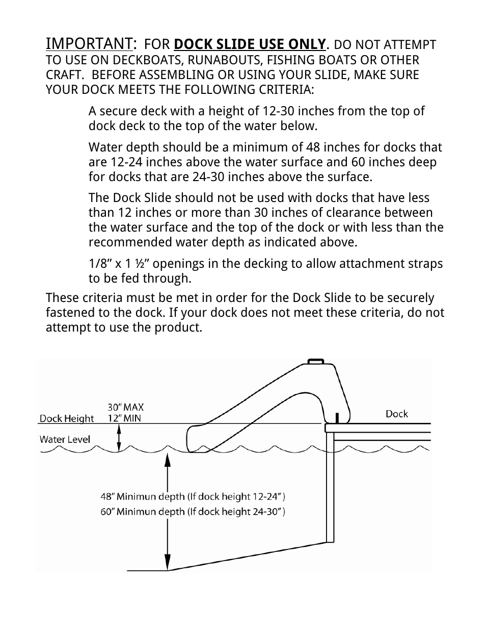 Important | RAVE Sports Dock Slide User Manual | Page 6 / 16