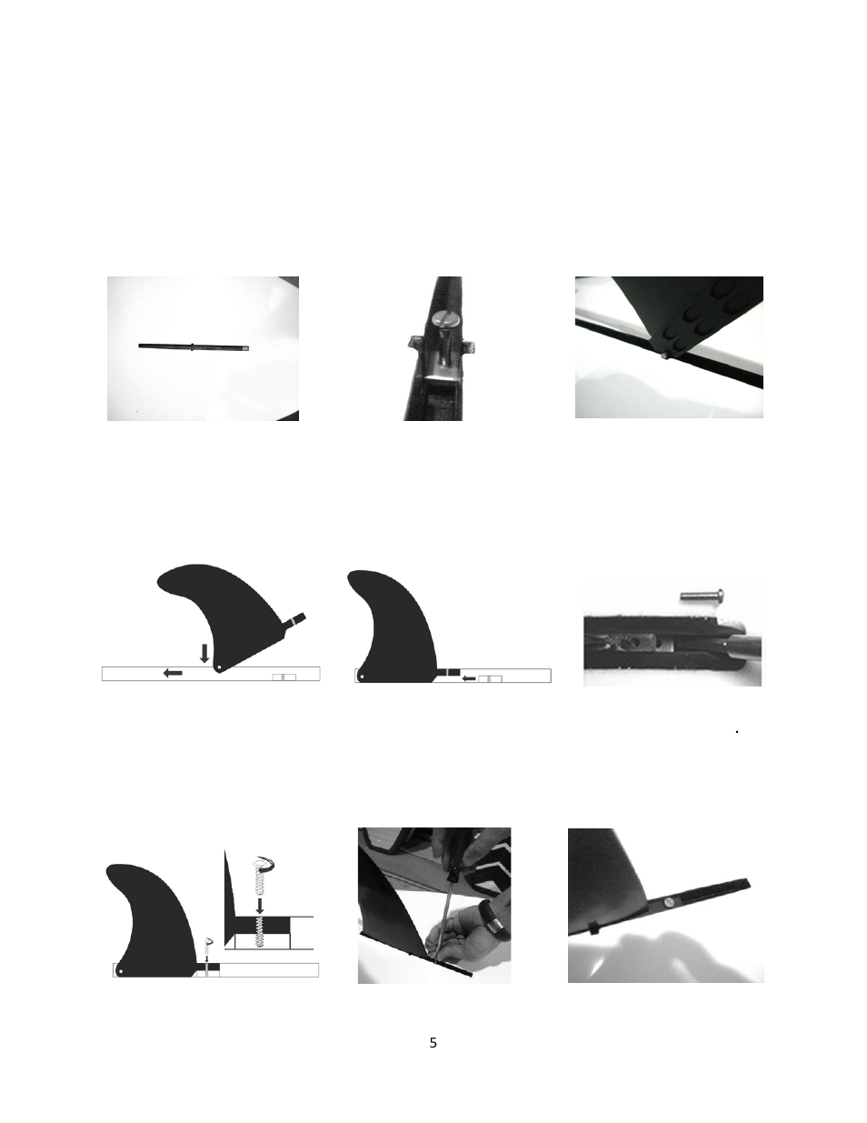 Fin installation | RAVE Sports Performance 3 Piece Aluminum SUP Paddle User Manual | Page 5 / 12