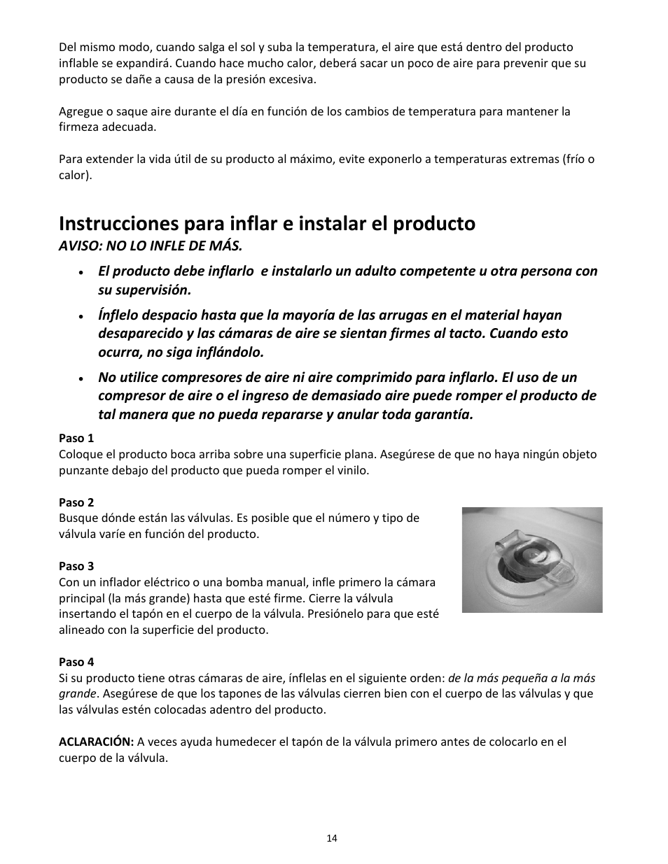 Instrucciones para inflar e instalar el producto | RAVE Sports Apollo Lounge User Manual | Page 15 / 20