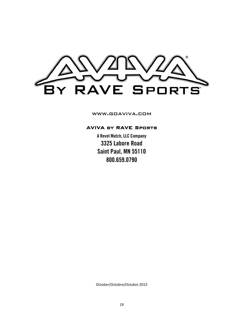 RAVE Sports Apollo Lounge User Manual | Page 20 / 20