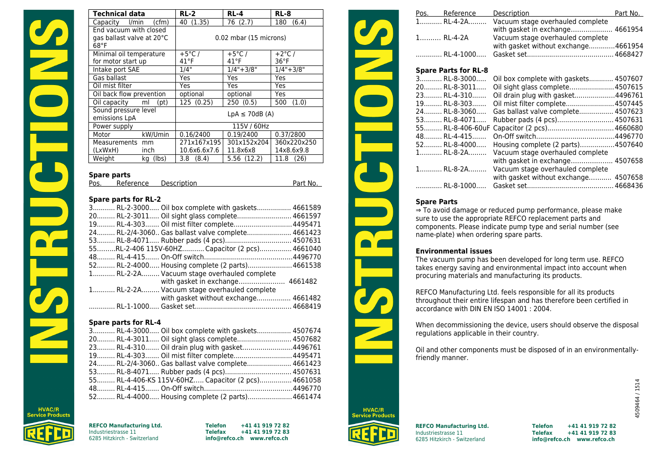 REFCO RL-8 User Manual | Page 5 / 5