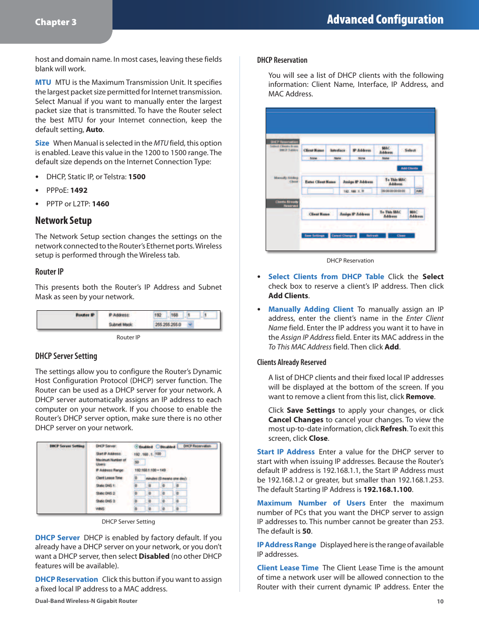 Advanced configuration, Network setup | Cisco WRT320N User Manual | Page 11 / 53