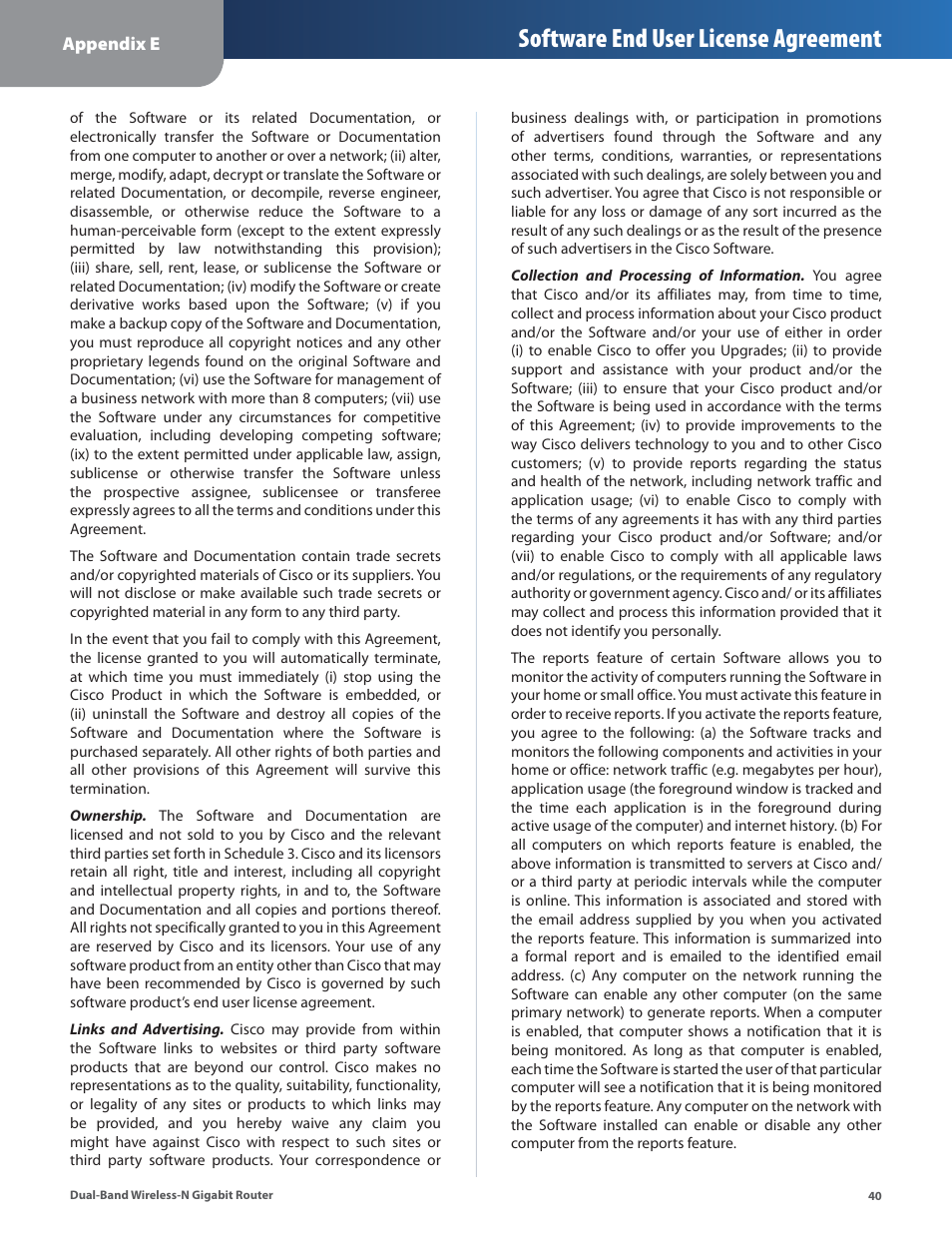 Software end user license agreement | Cisco WRT320N User Manual | Page 41 / 53