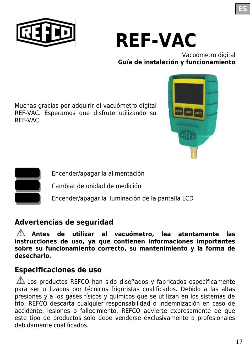 Ref-vac | REFCO REF-VAC User Manual | Page 19 / 23