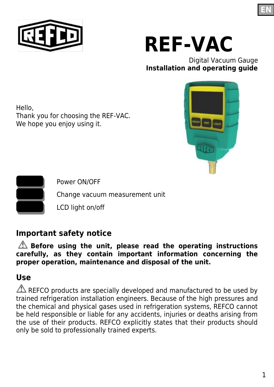 Ref-vac | REFCO REF-VAC User Manual | Page 3 / 23