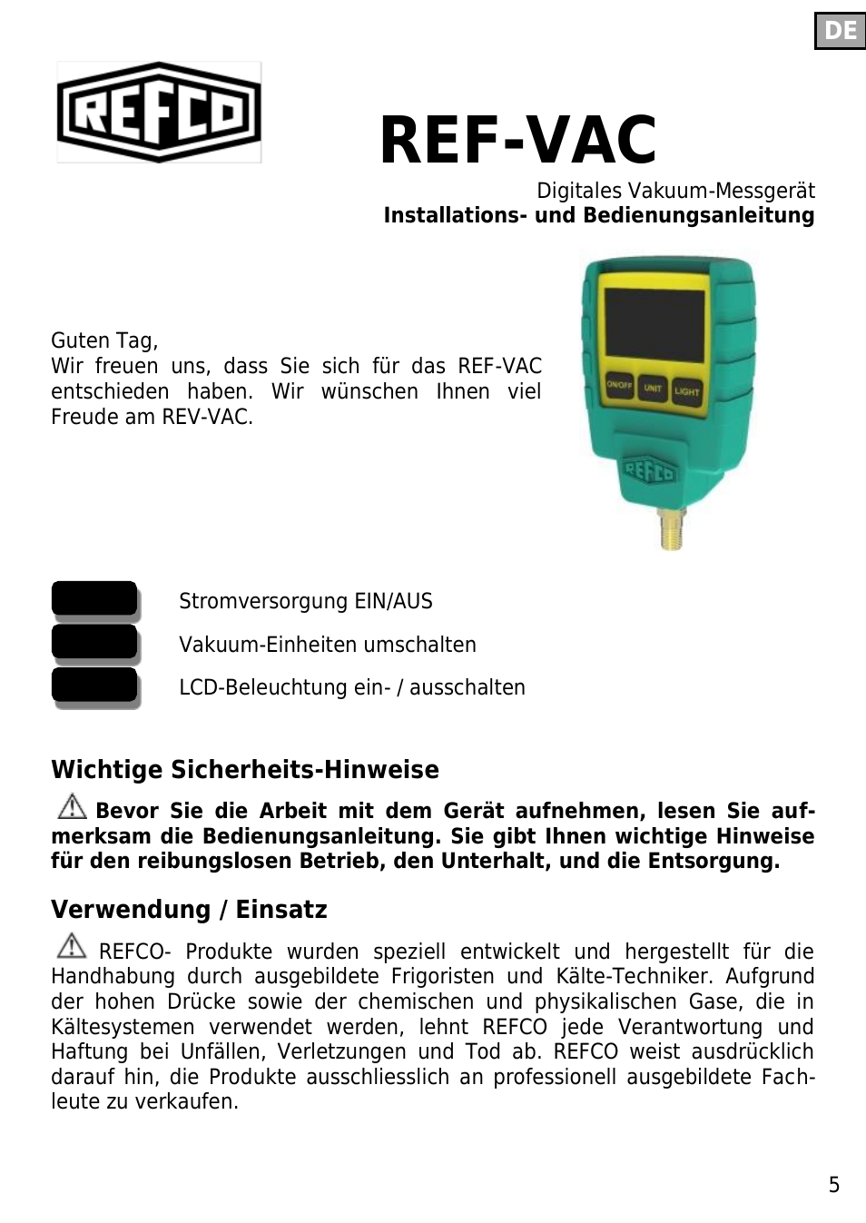 Ref-vac | REFCO REF-VAC User Manual | Page 7 / 23