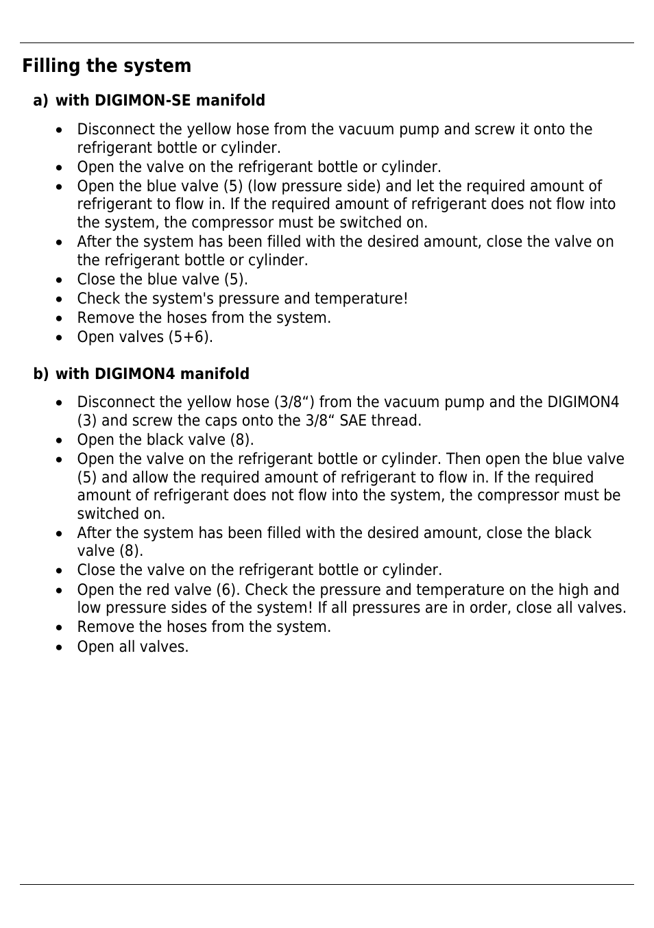 Filling the system | REFCO DIGIMON4 User Manual | Page 15 / 61