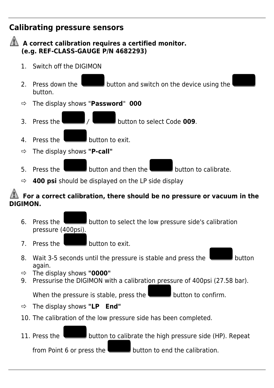 Calibrating pressure sensors | REFCO DIGIMON4 User Manual | Page 19 / 61