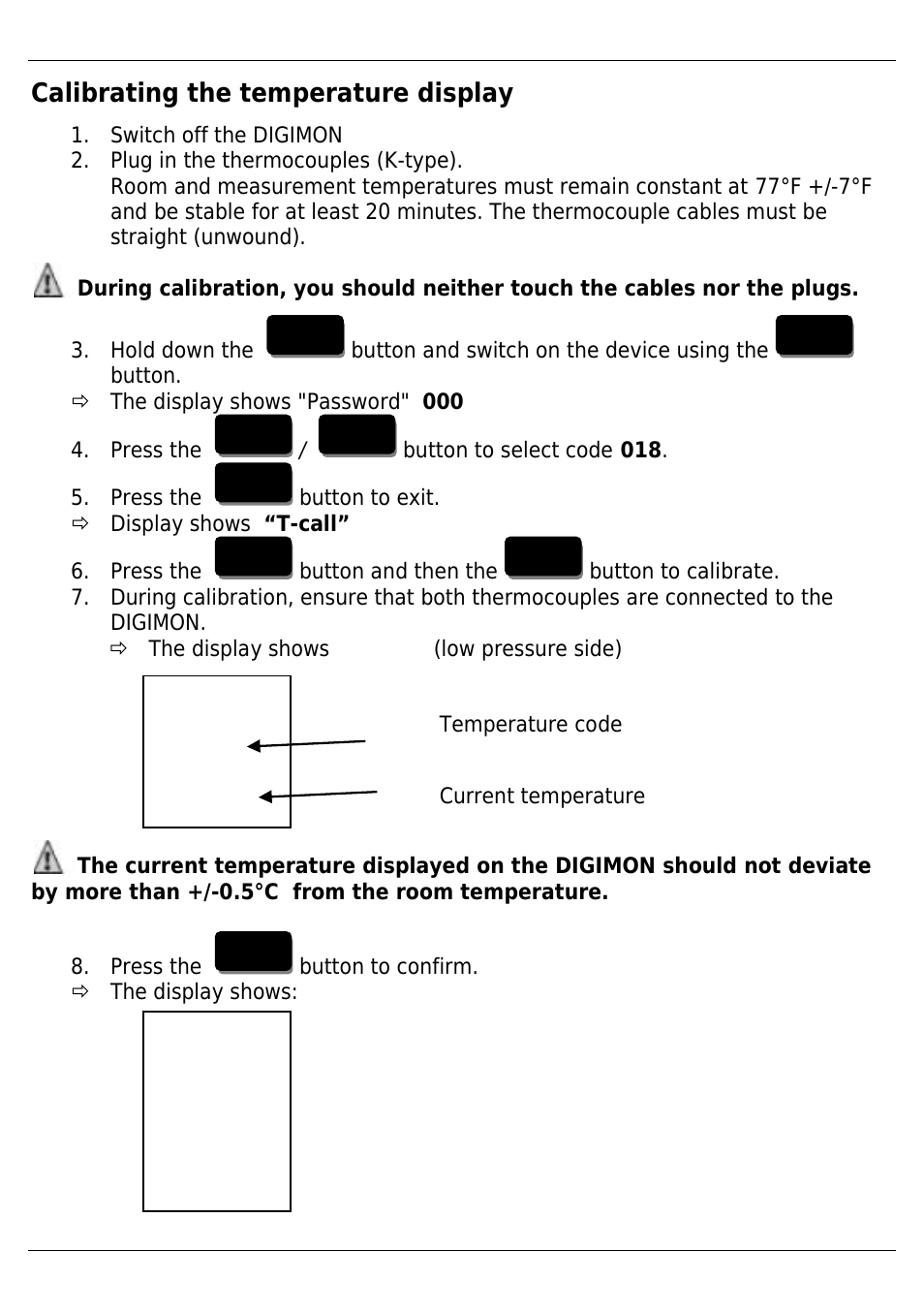 Calibrating the temperature display | REFCO DIGIMON4 User Manual | Page 20 / 61