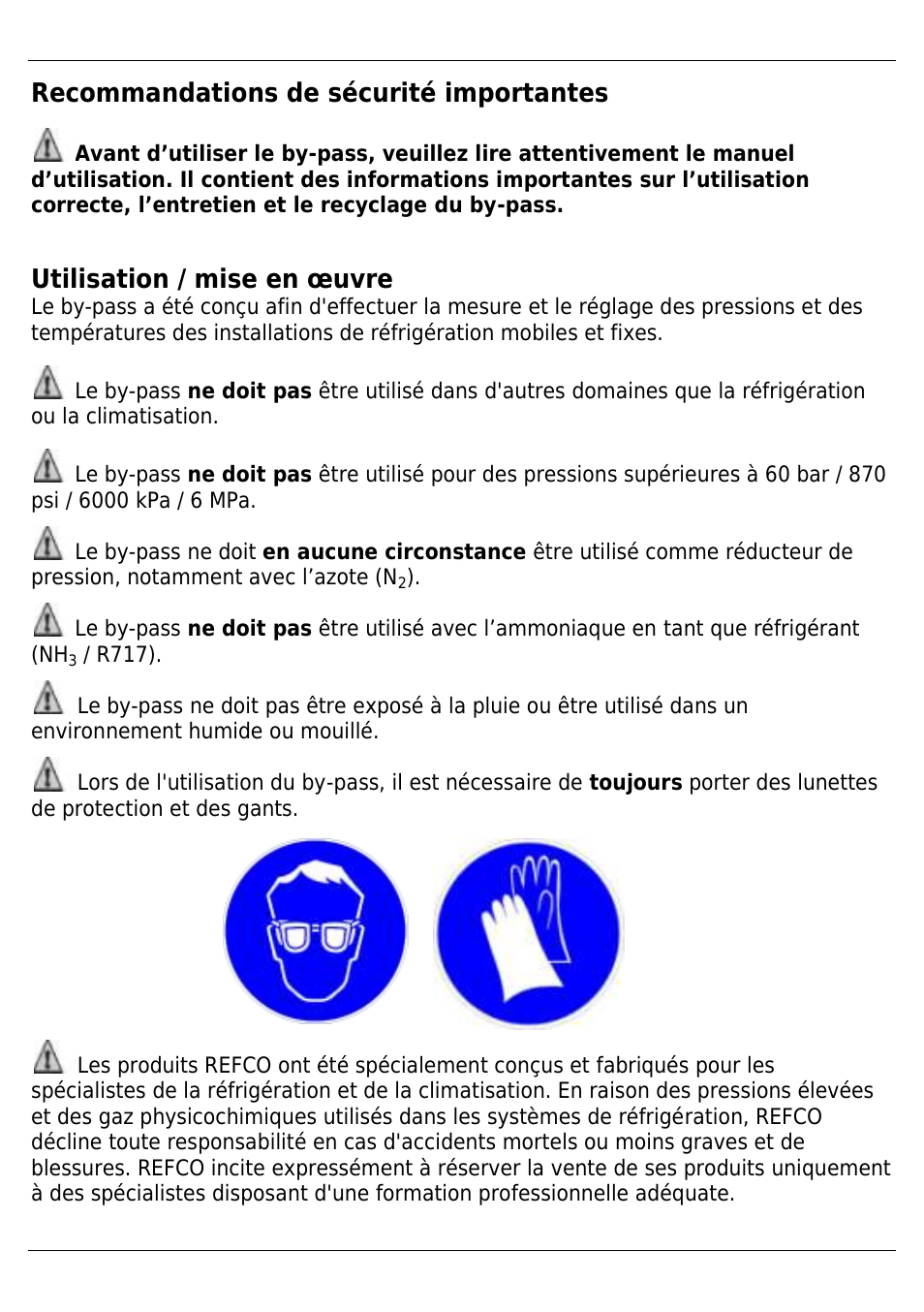 Recommandations de sécurité importantes, Utilisation / mise en œuvre | REFCO DIGIMON4 User Manual | Page 25 / 61