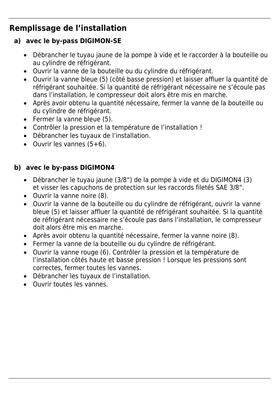 Remplissage de l’installation | REFCO DIGIMON4 User Manual | Page 35 / 61