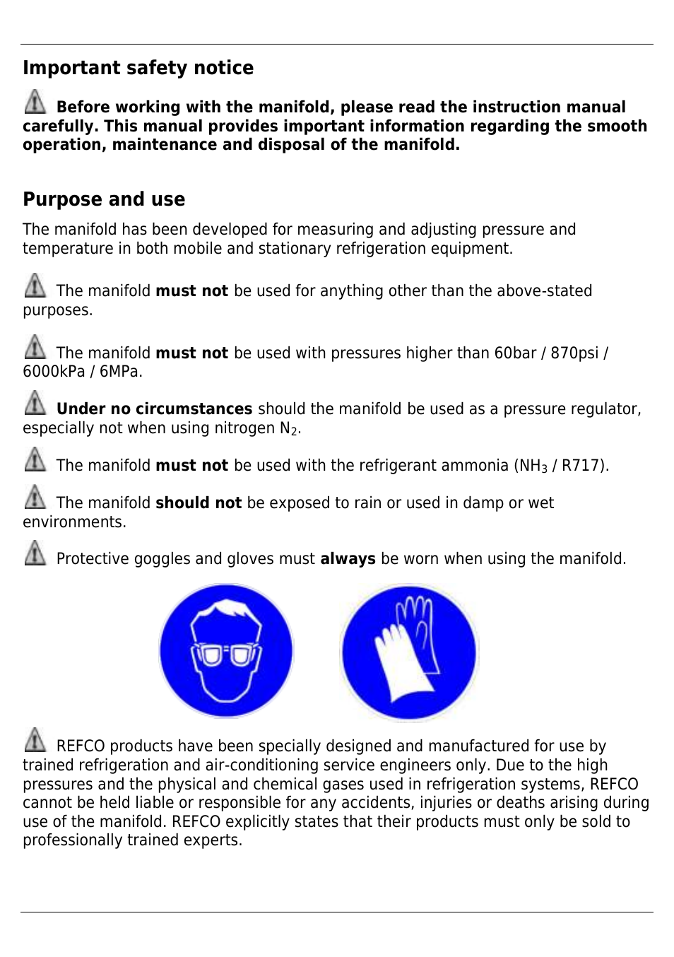 Important safety notice, Purpose and use | REFCO DIGIMON4 User Manual | Page 5 / 61