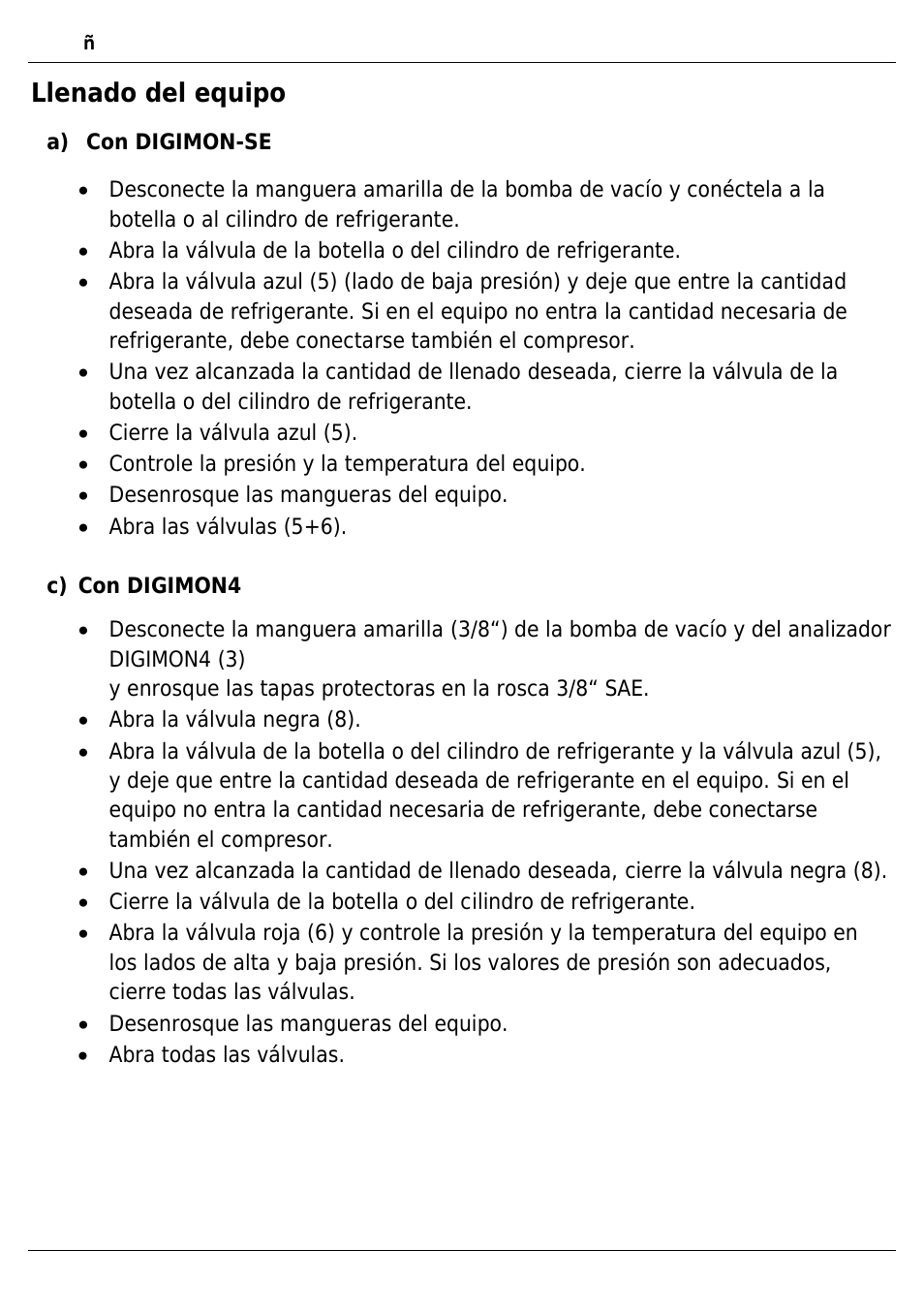 Llenado del equipo | REFCO DIGIMON4 User Manual | Page 54 / 61
