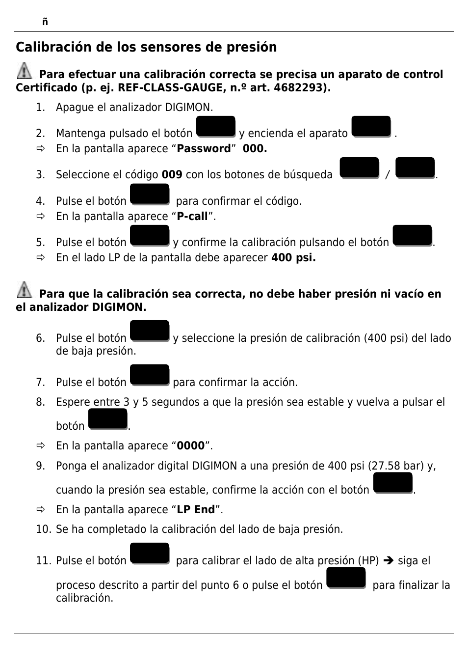 Calibración de los sensores de presión | REFCO DIGIMON4 User Manual | Page 58 / 61