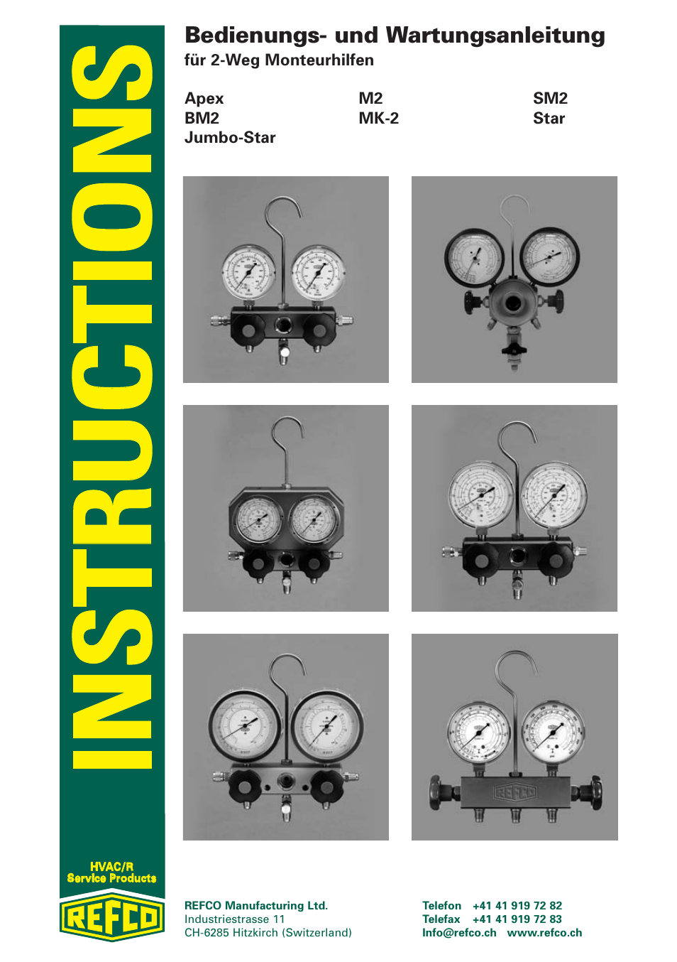 Bedienungs- und wartungsanleitung | REFCO Two-Way Manifolds User Manual | Page 6 / 20