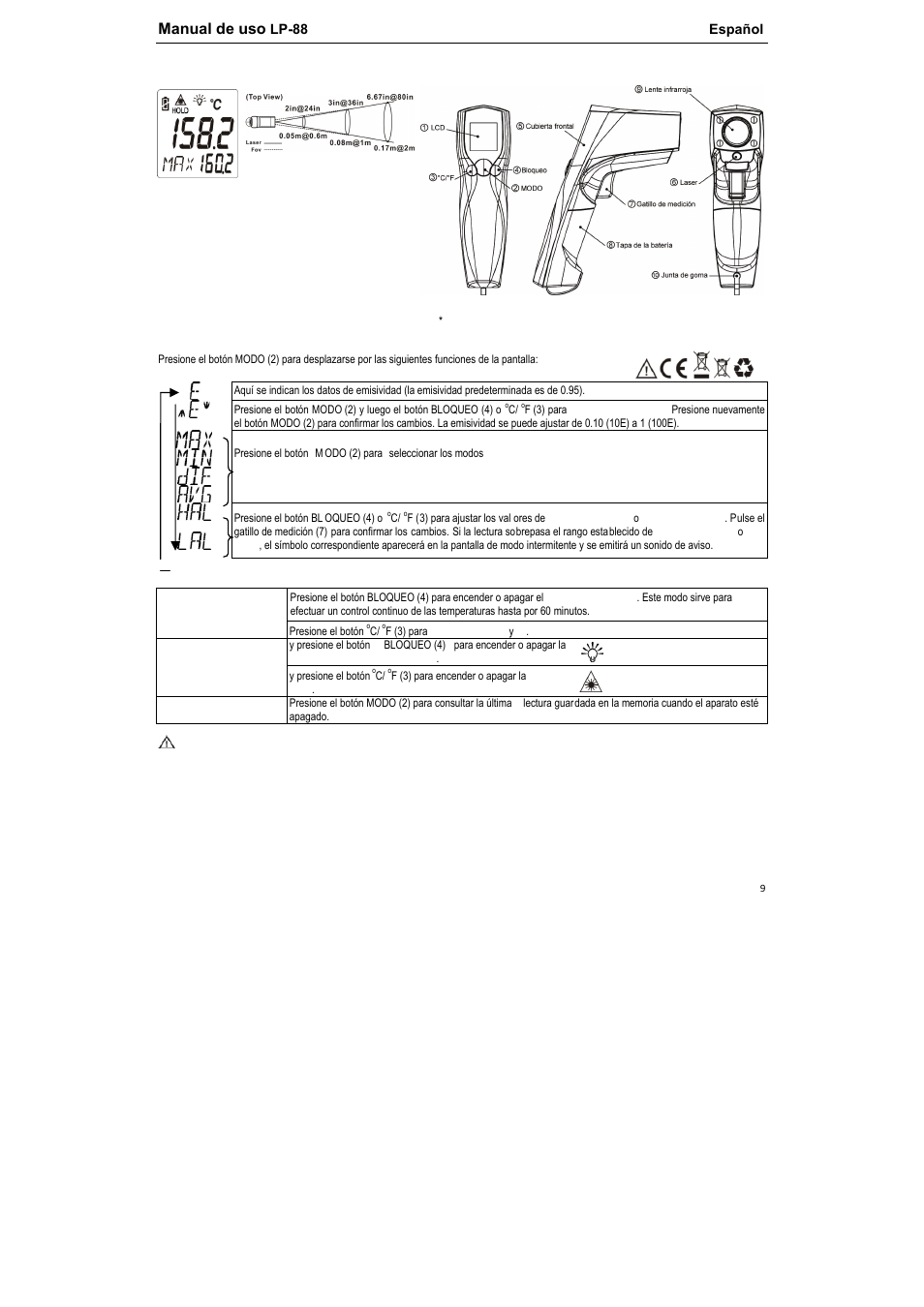 Manual de uso | REFCO LP-88 User Manual | Page 10 / 12