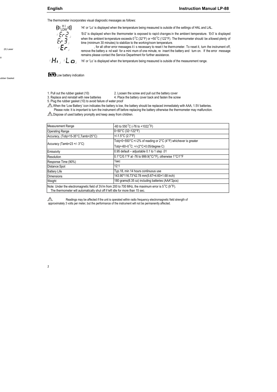 REFCO LP-88 User Manual | Page 3 / 12