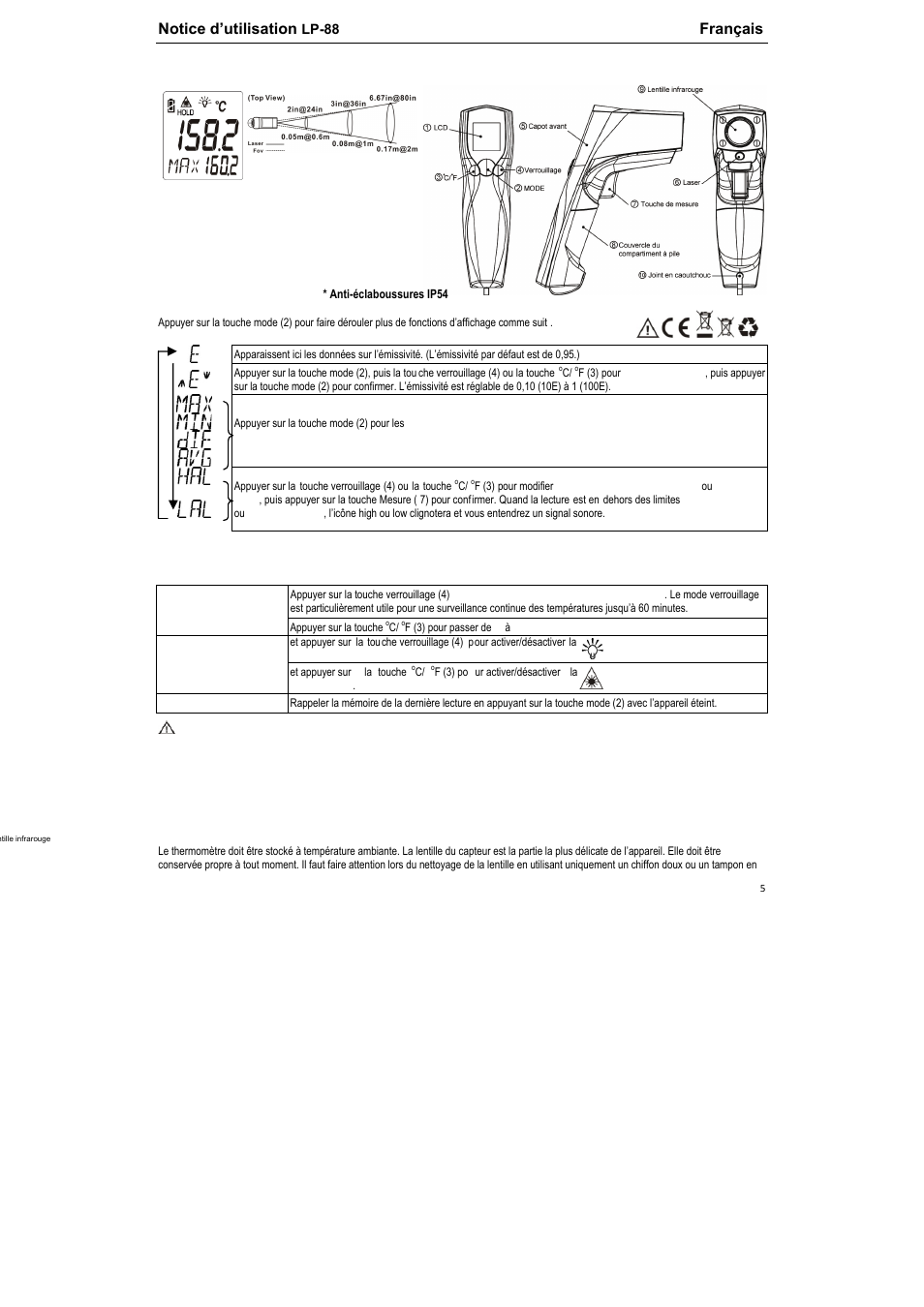 Notice d’utilisation, Français | REFCO LP-88 User Manual | Page 6 / 12
