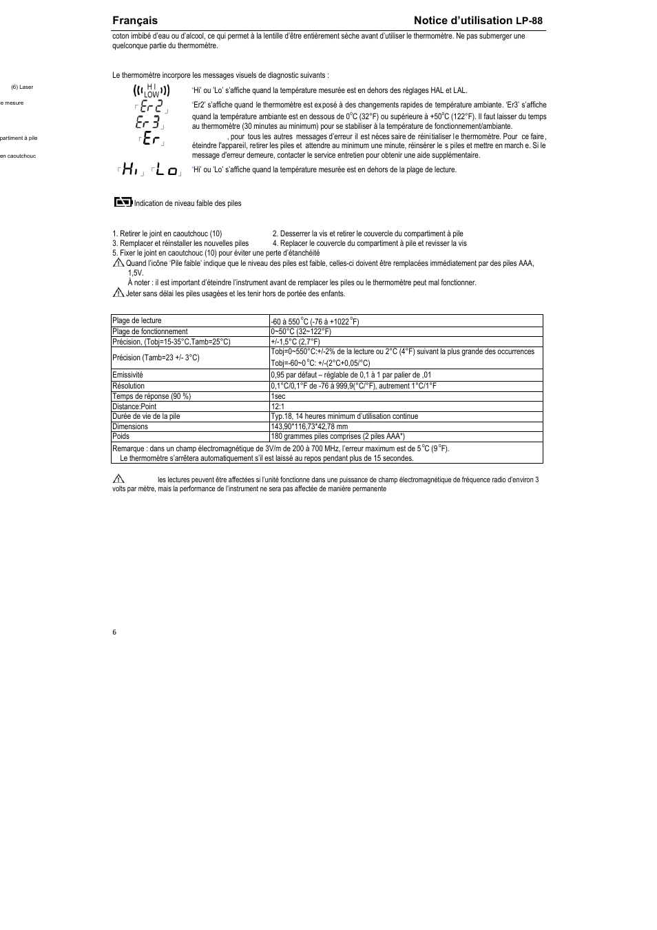 Français notice d’utilisation | REFCO LP-88 User Manual | Page 7 / 12