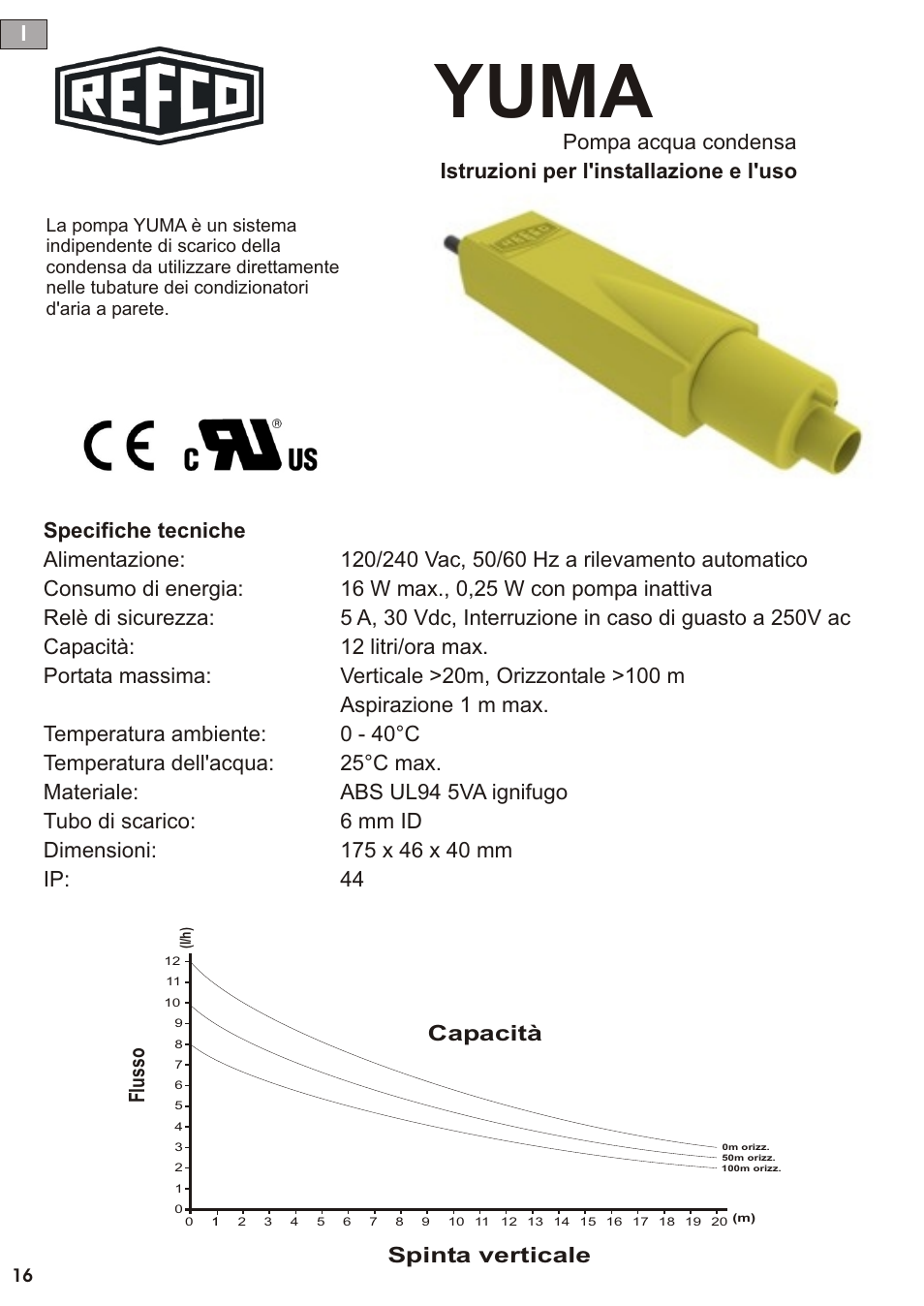 Seite17, Yuma, Spinta verticale | Flu ss o | REFCO YUMA User Manual | Page 17 / 38