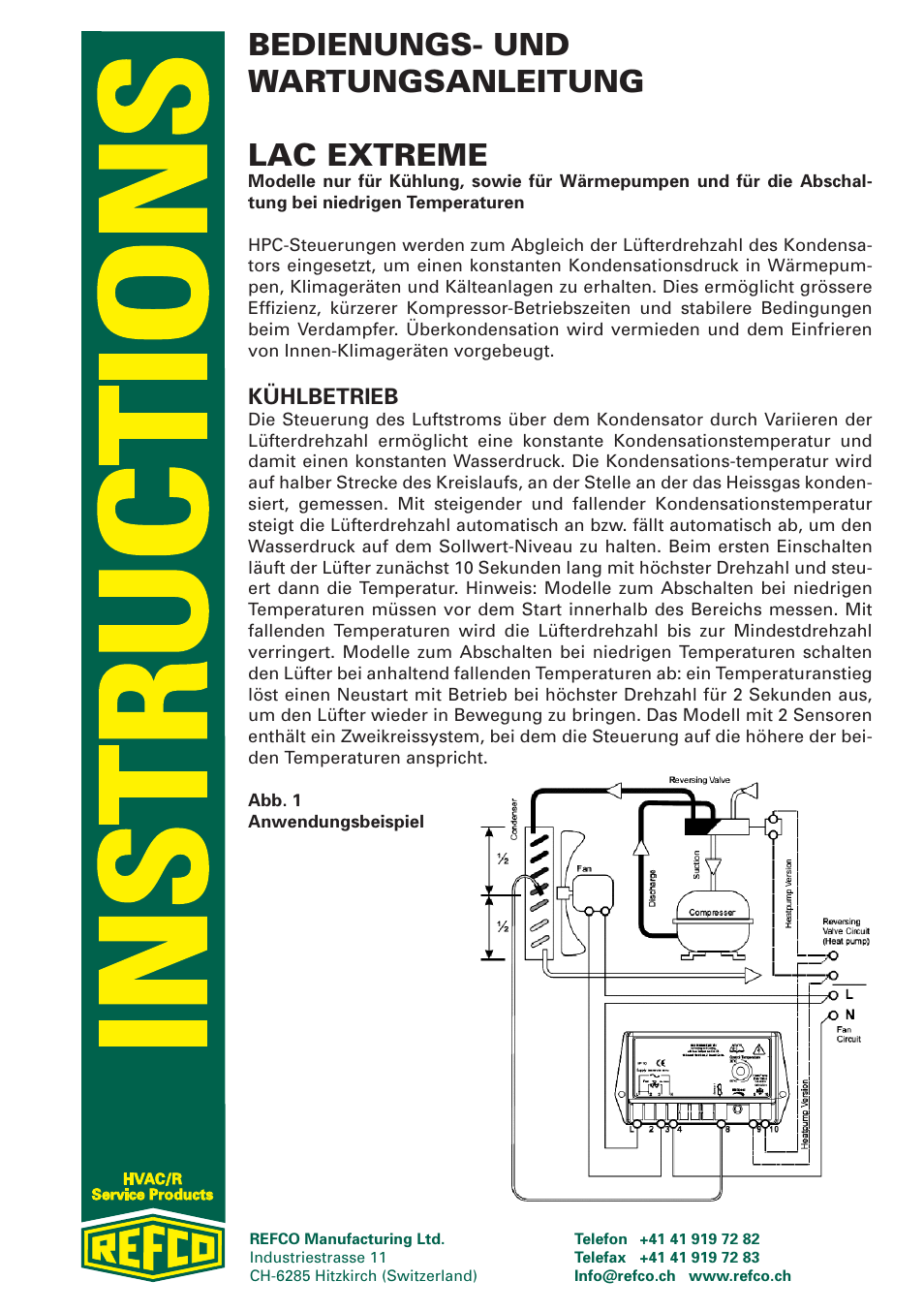 Bedienungs- und wartungsanleitung lac extreme, Kühlbetrieb | REFCO LAC Extreme User Manual | Page 4 / 12