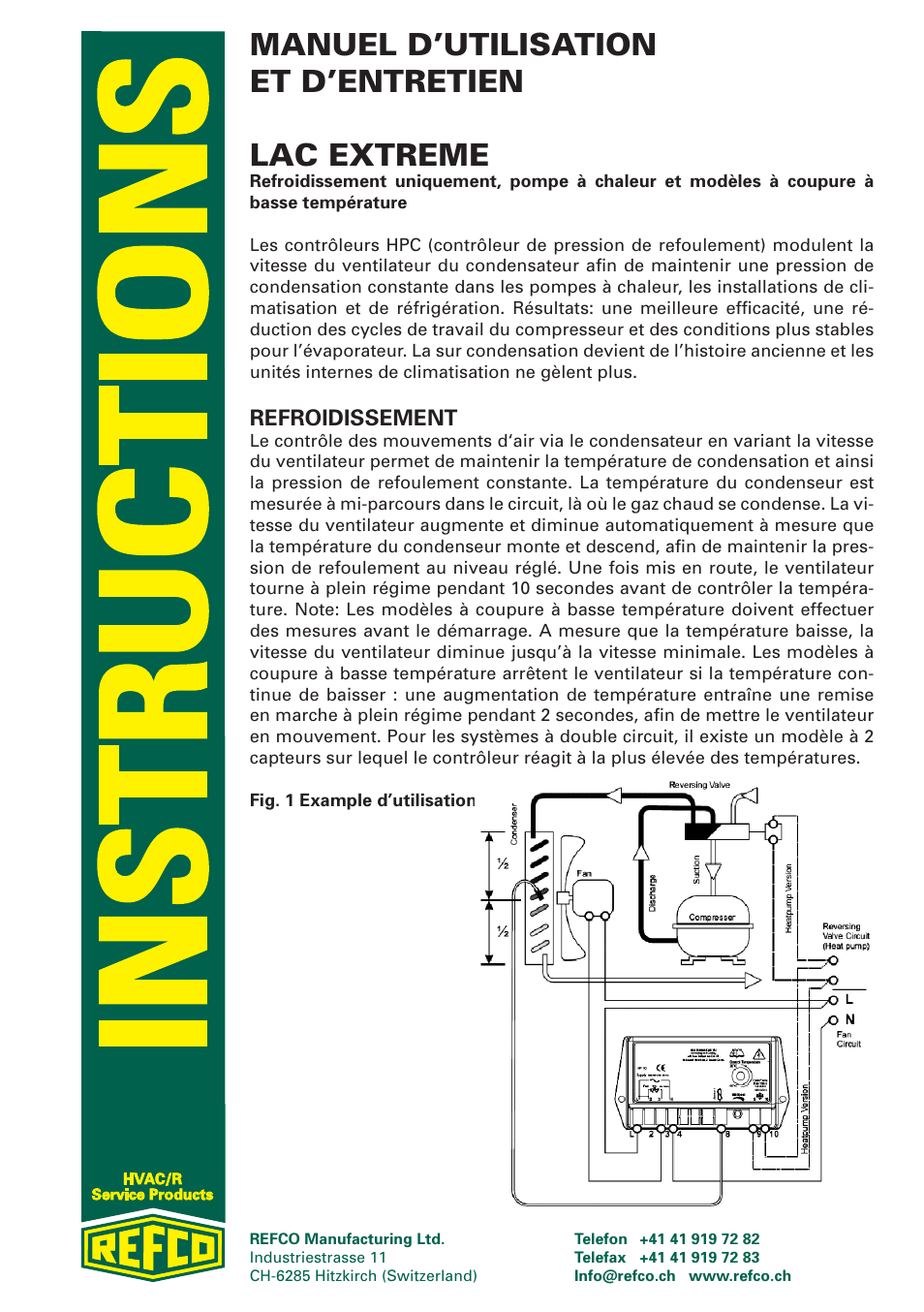 Manuel d’utilisation et d’entretien lac extreme, Refroidissement | REFCO LAC Extreme User Manual | Page 7 / 12