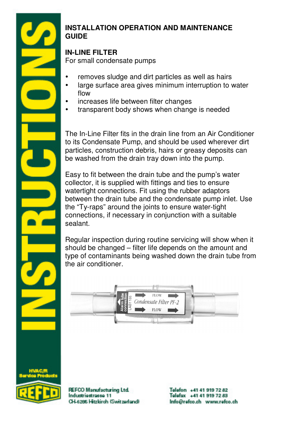 REFCO In-line Filter User Manual | Page 2 / 4