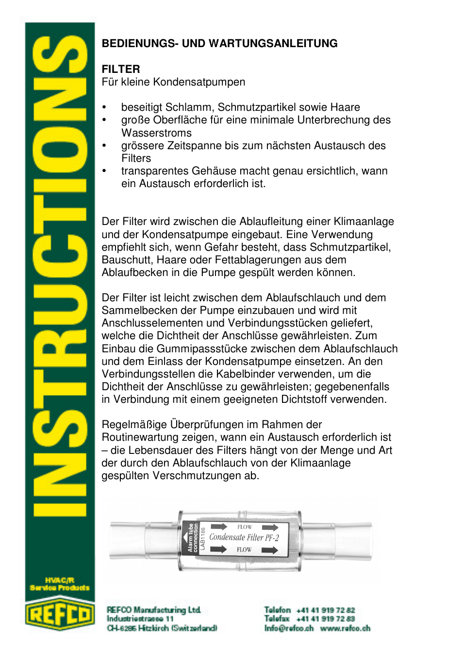 REFCO In-line Filter User Manual | Page 3 / 4