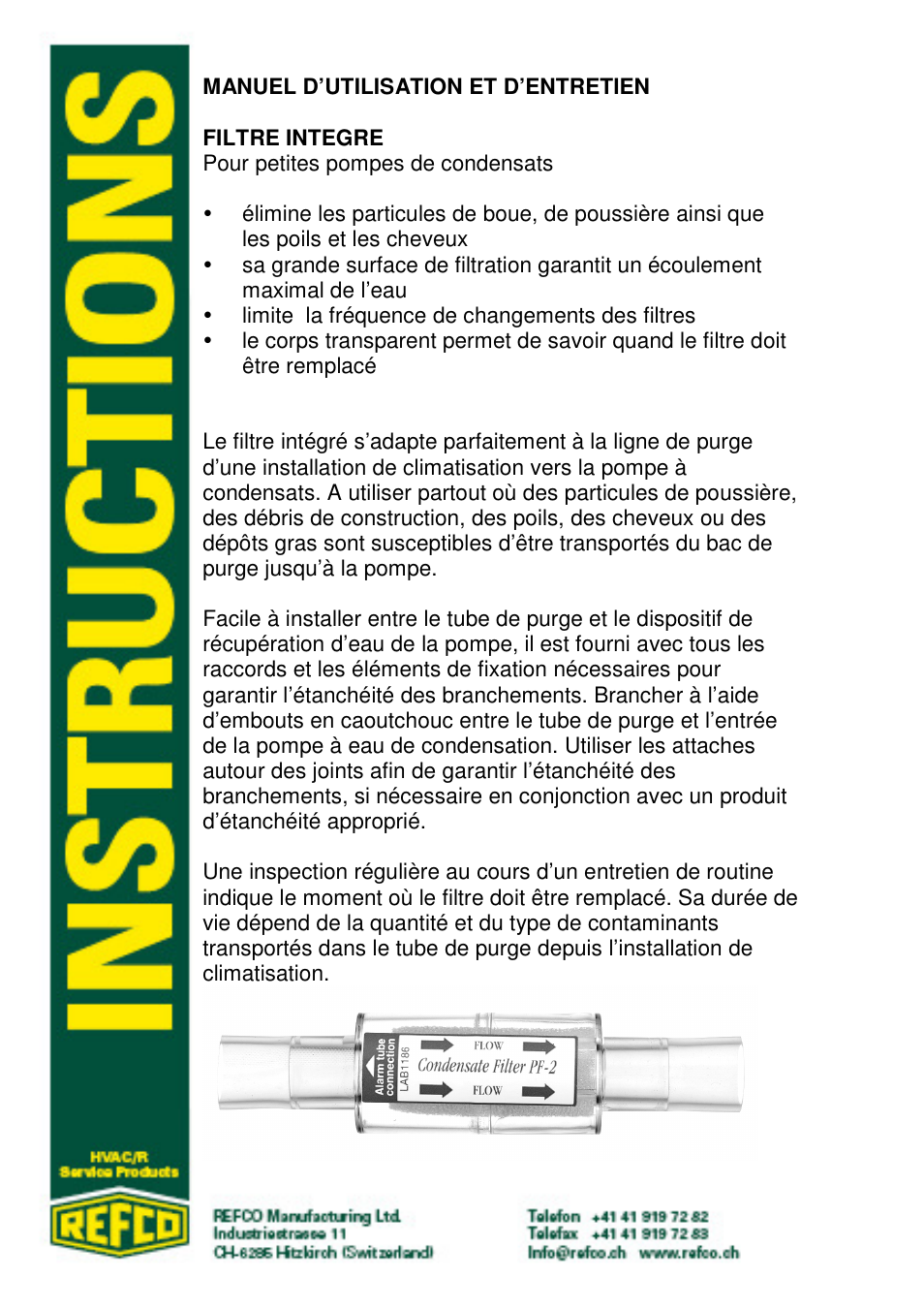 REFCO In-line Filter User Manual | Page 4 / 4