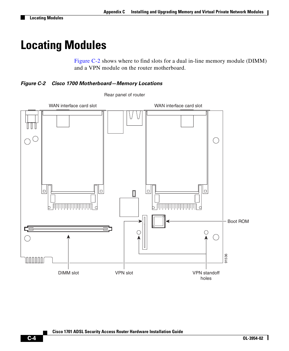 Locating modules | Cisco 1701 User Manual | Page 4 / 10
