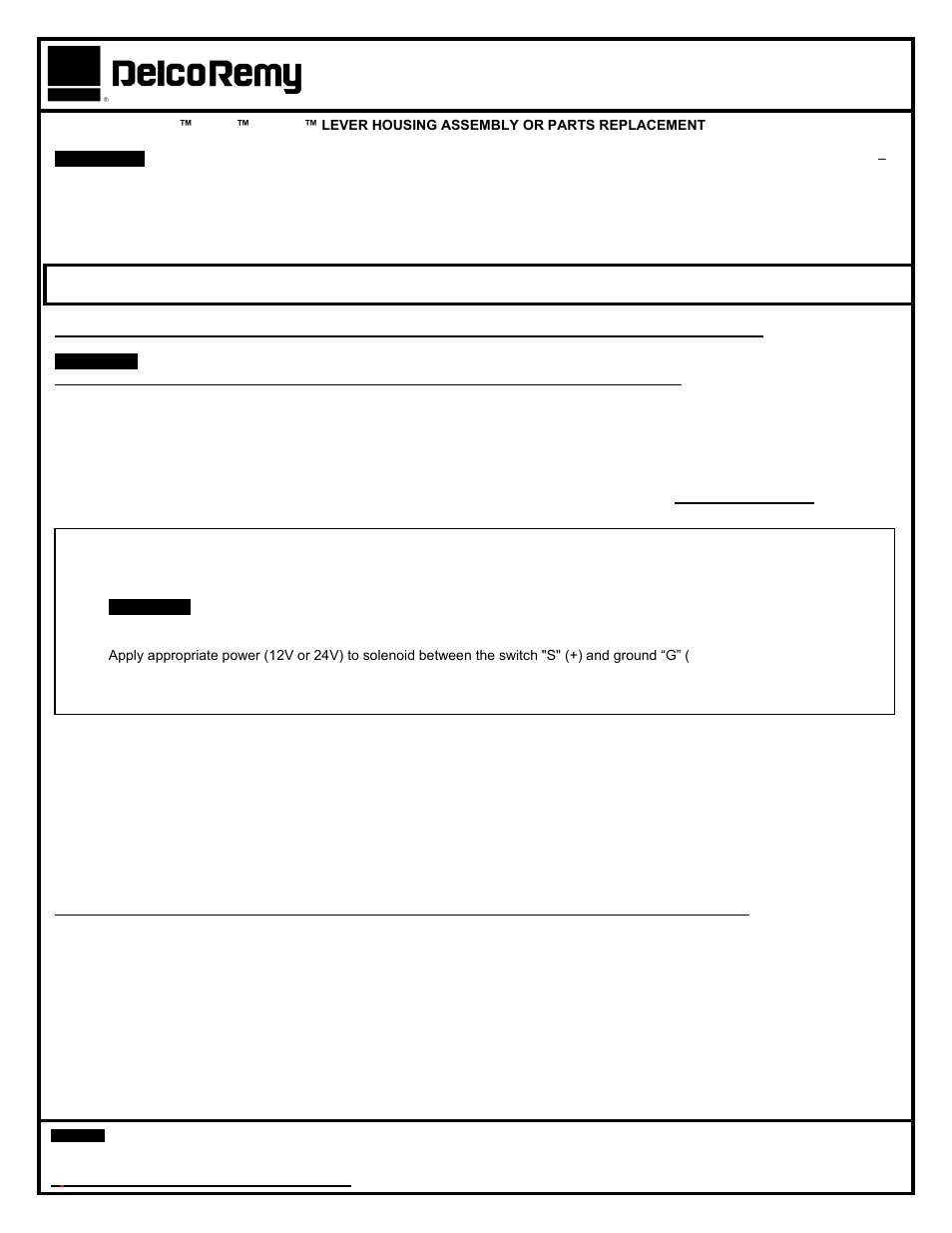 Remy 42MT Lever Housing User Manual | 5 pages