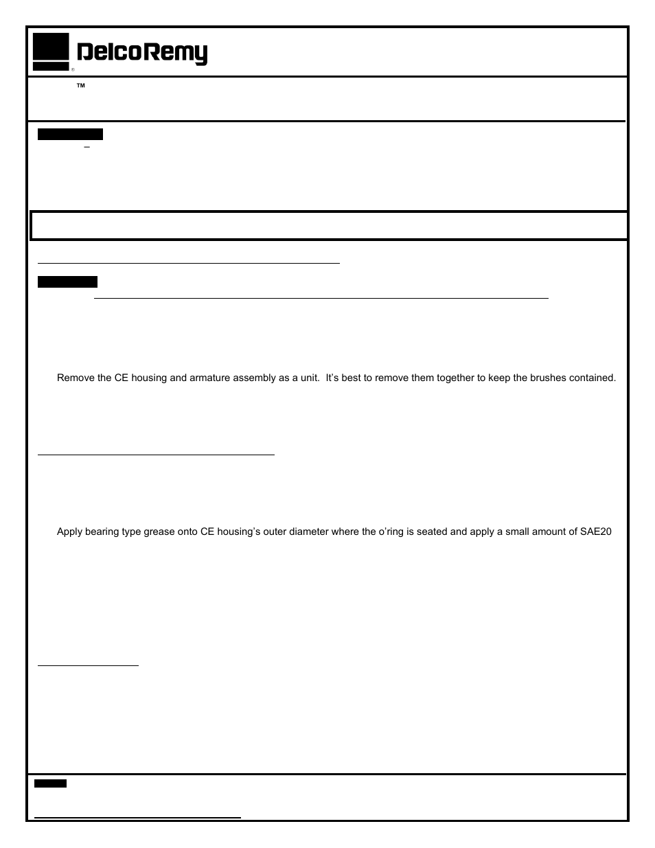 Remy 50MT CE Housing User Manual | 3 pages