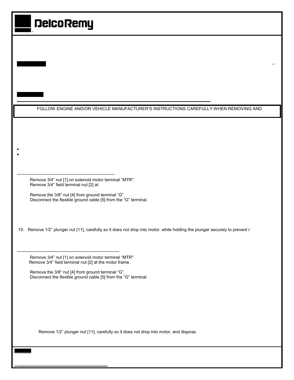 Remy 50MT Motor 12V 24V Semi Solid Link Solenoid User Manual | 2 pages