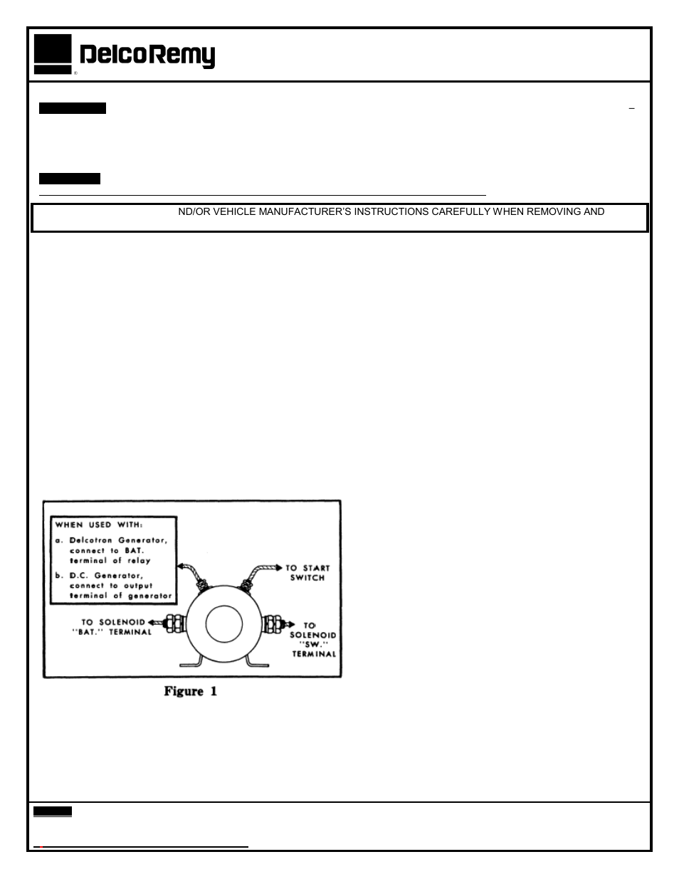 Remy Dash Mount Magnetic Switch (Relay) 10511610 User Manual | 2 pages