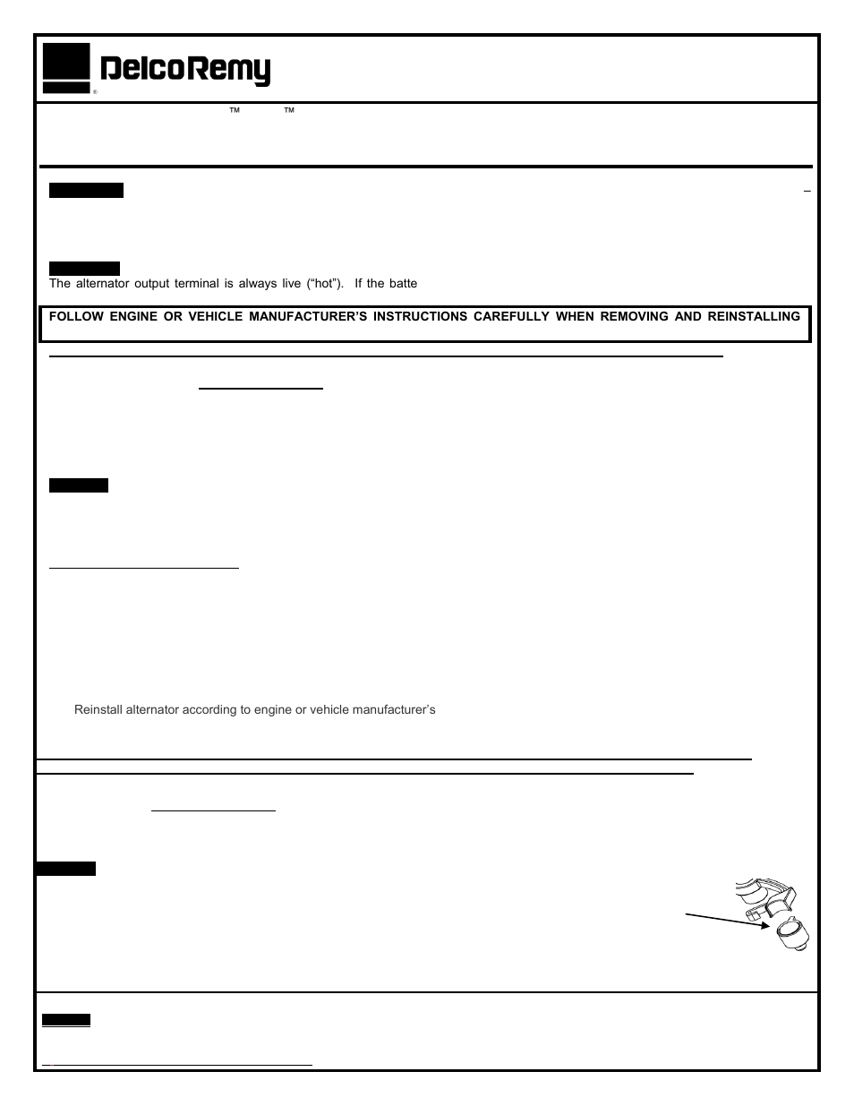 Remy 55SI™ HD ALTERNATOR REPLACEMENT User Manual | 5 pages