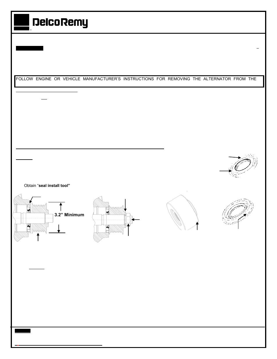 Remy REPLACING 50DN ALTERNATOR SHAFT SEAL AND O-RING User Manual | 2 pages