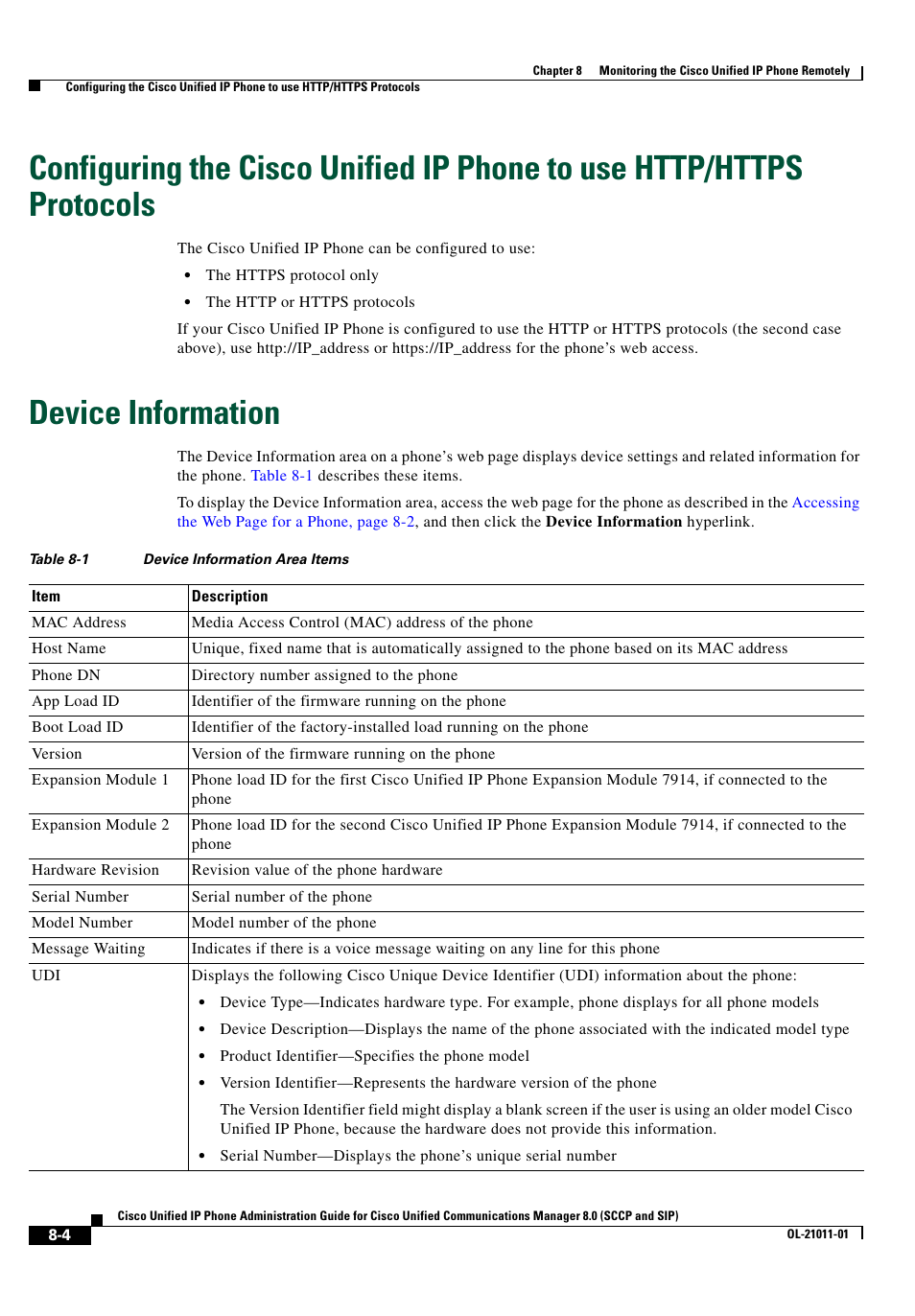 Device information | Cisco OL-21011-01 User Manual | Page 4 / 14